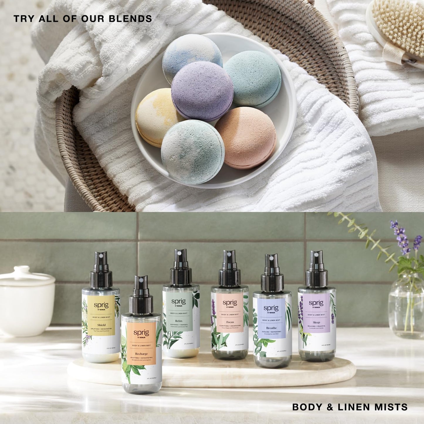 Sprig by Kohler Eucalyptus + Mint Bath Bomb - Breathe - Retail $10