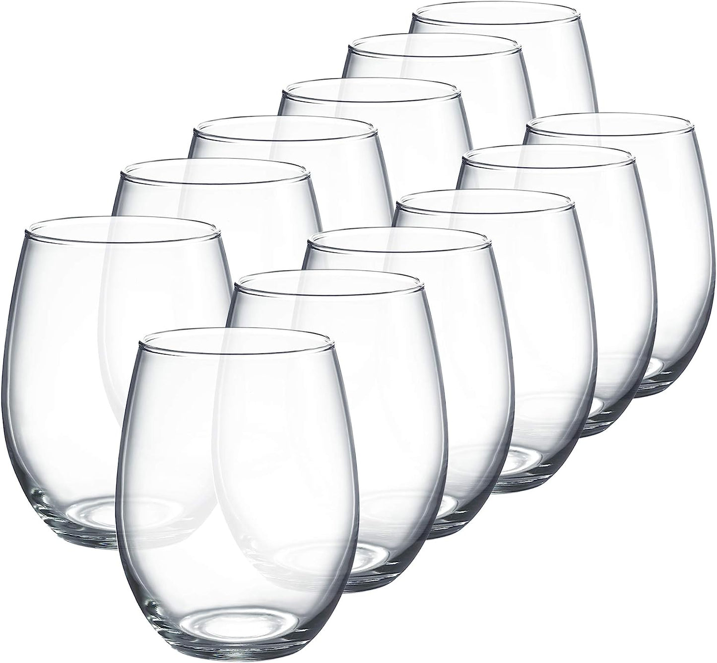 NEW - Luminarc Perfection Stemless Wine Glass (Set of 12), 15 oz, Clear - Retail $16