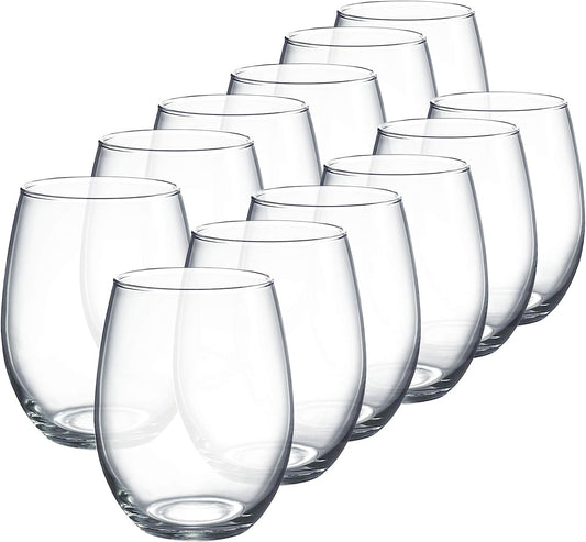 NEW - Luminarc Perfection Stemless Wine Glass (Set of 12), 15 oz, Clear - Retail $16