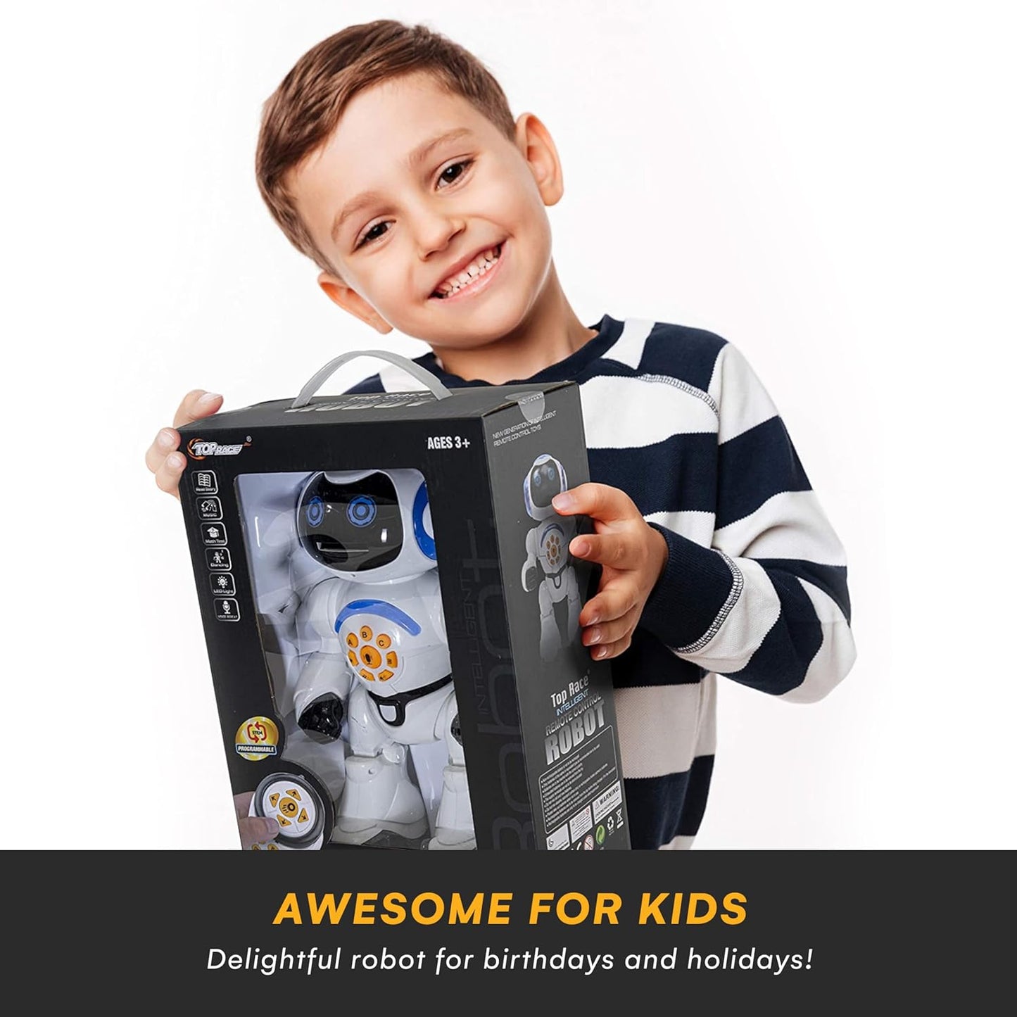 Programmable LED RC Robot Toys - Interactive 12-inch Tall Dancing and Talking Robot for Kids - Retail $33