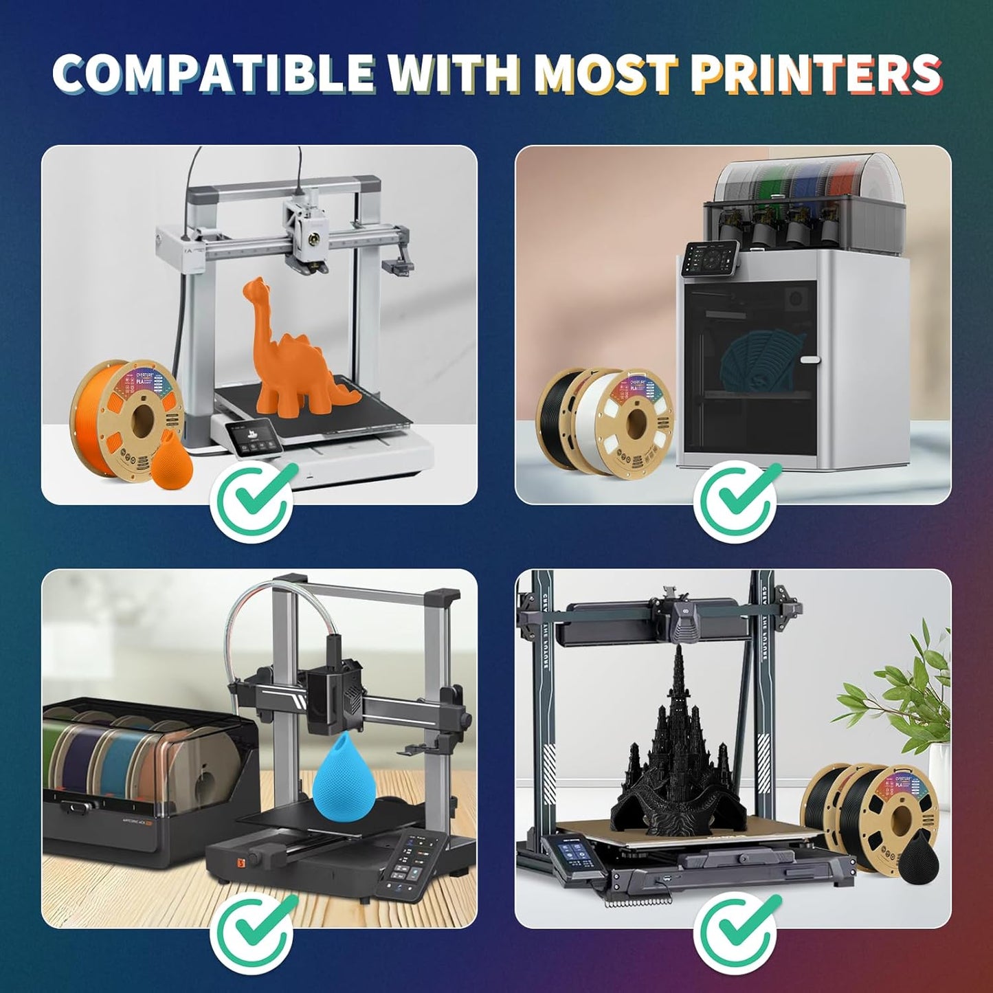 OVERTURE Glow PLA 3D Printer Filament Fluorescent Green 1.75mm, 1-Pack