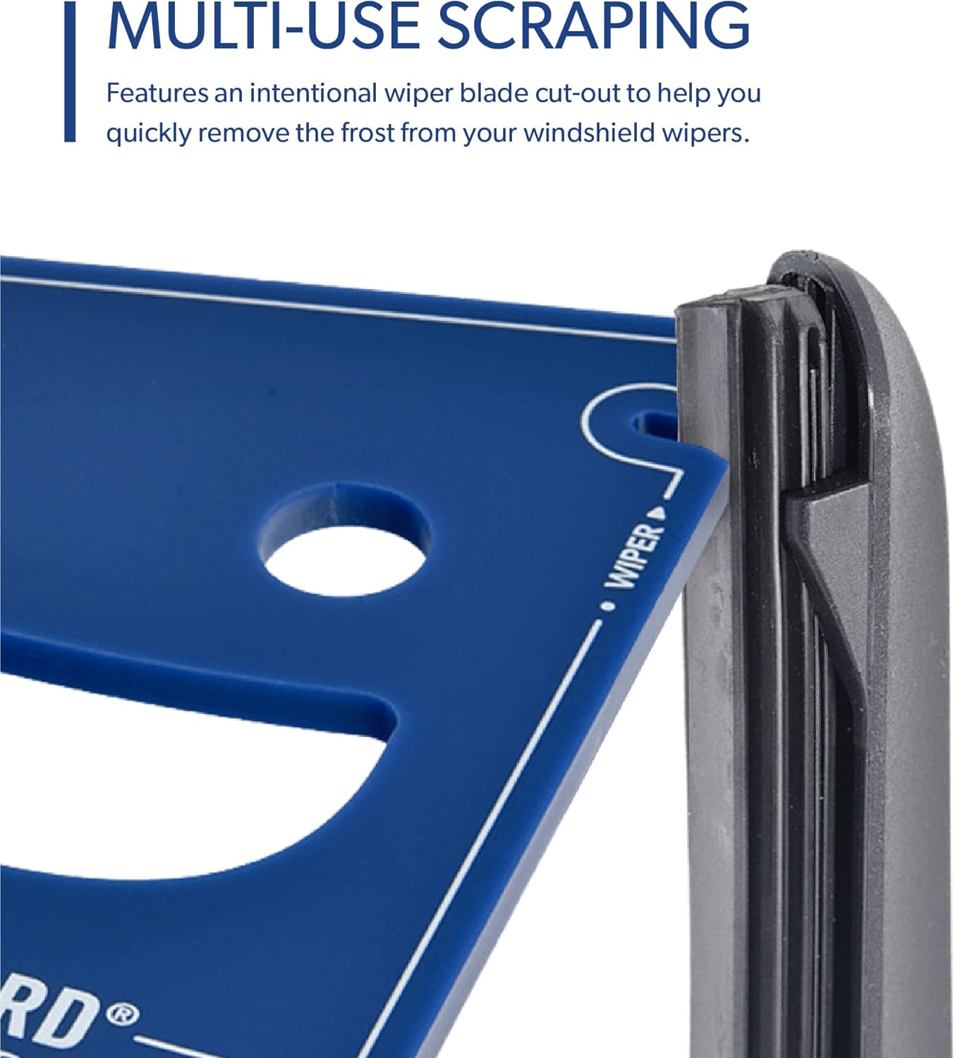 FrostGuard Scrape Buddy Car Ice Scraper Scrape with a Smile - Quickly Remove Frost, Ice and Snow from Your Vehicle Windows and Wiper Blades - Acrylic with Comfort Neoprene Sleeve - Blue Frost