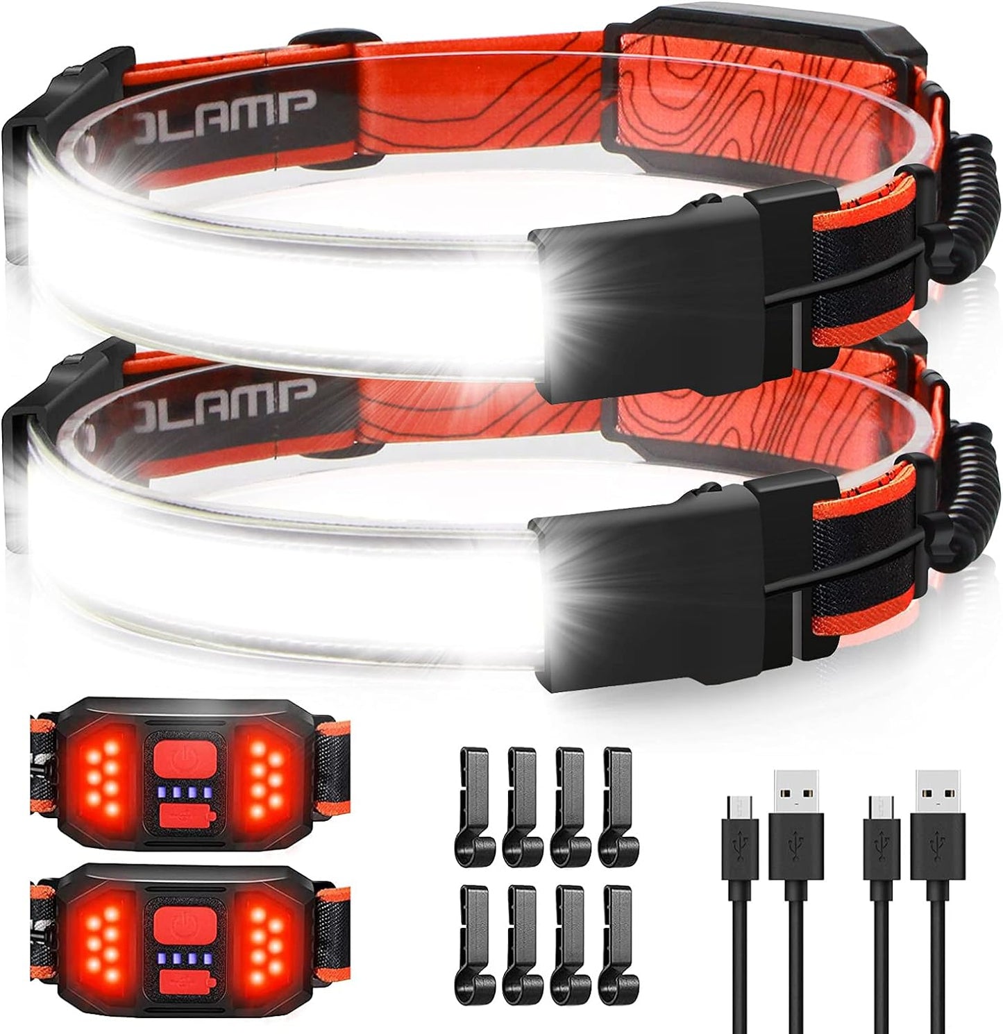 LED Headlamp Flashlight, 1000lumens 230° Broadbeam Headlight, USB Rechargeable Head Lamp with Red Taillight, Lightweight Waterproof Headlamps for Camping Running Hiking, Hard Hat Headlamp