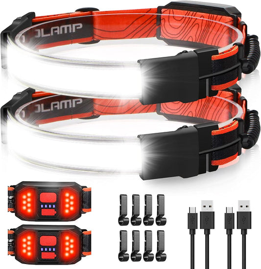 LED Headlamp Flashlight, 1000lumens 230° Broadbeam Headlight, USB Rechargeable Head Lamp with Red Taillight, Lightweight Waterproof Headlamps for Camping Running Hiking, Hard Hat Headlamp