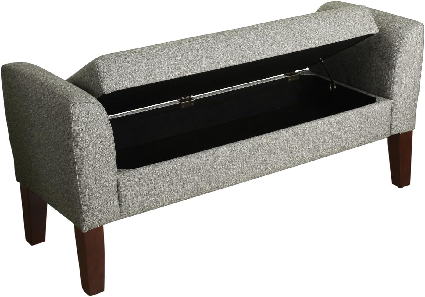 NEW - HomePop Tara Upholstered Storage Settee Bench with Hinged Lid, Grey - Retail $172