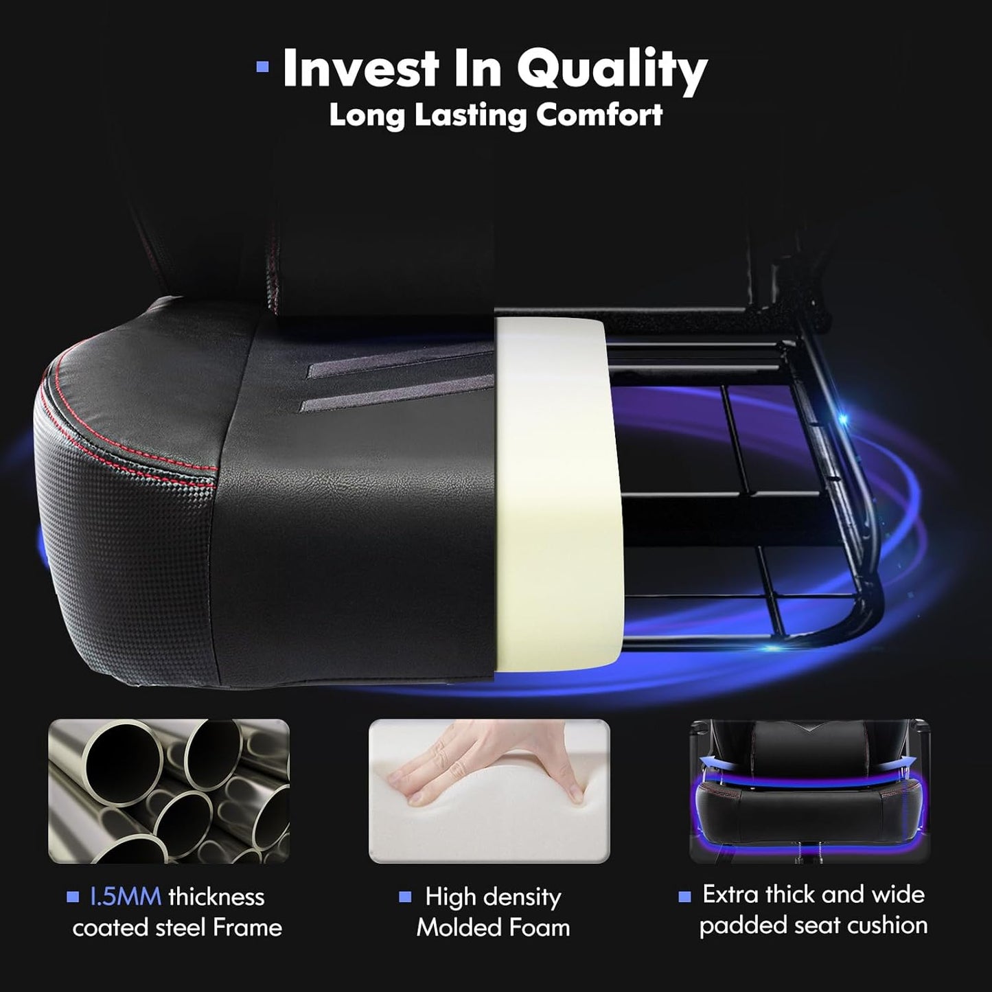 NEW - Big and Tall Gaming Chair 350lbs-Racing Computer Gamer Chair,Ergonomic Office PC Chair with Wide Seat, Reclining Back, Adjustable Armrest for Adult Teens-Black - Retail $143