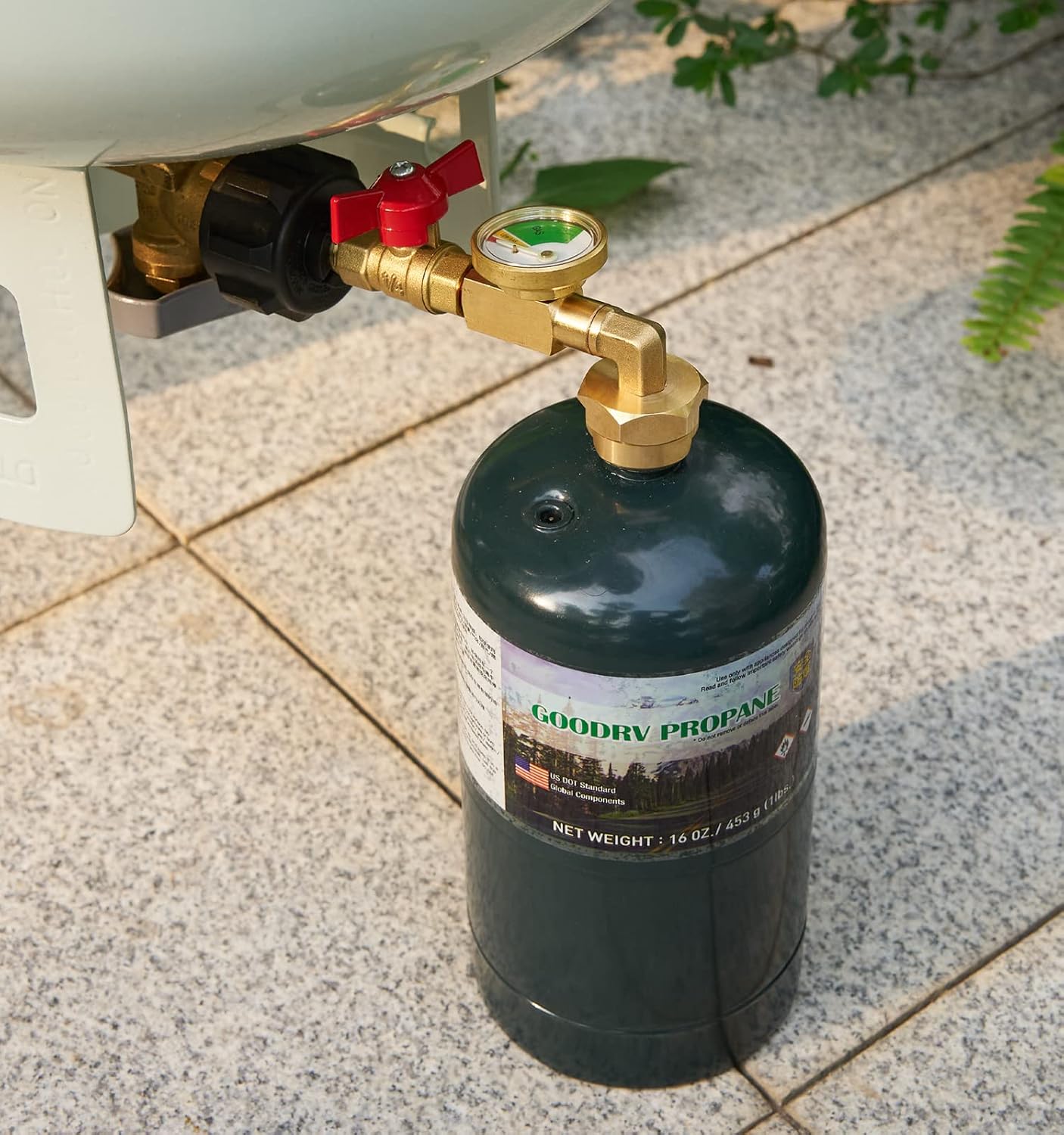 Propane Refill Adapter with Valve and Gauge, Fill 1 Pound Bottles from 20lb Tank, Fits QCC1 / Type1 Propane Tank and 1 lb Throwaway Disposable Cylinder Propane Bottle Connector