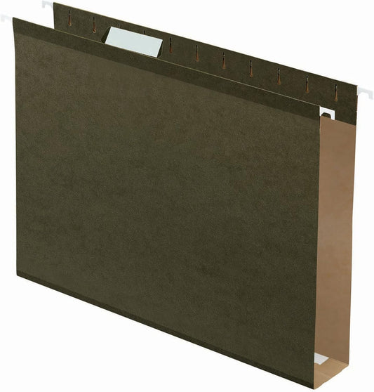 Office Depot® Brand Tab-View Extra-Capacity Box-Bottom Hanging Folders, 2" Expansion, Letter Size, 70% Recycled, Green, Box of 25 - Retail $18
