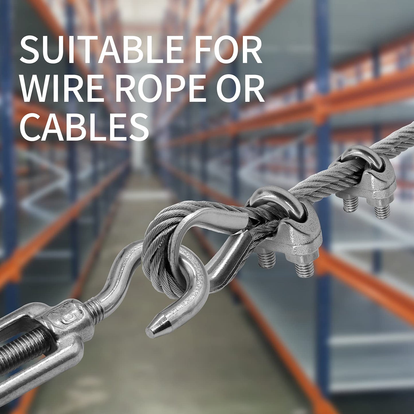 4PCS M6 Hook & Eye Turnbuckle 304 Stainless Steel Turnbuckle Wire Rope Tension, 8PCS M3 Stainless Steel Thimble, 16PCS M3 Wire Rope Clip Clamp, Cable Railing Kit