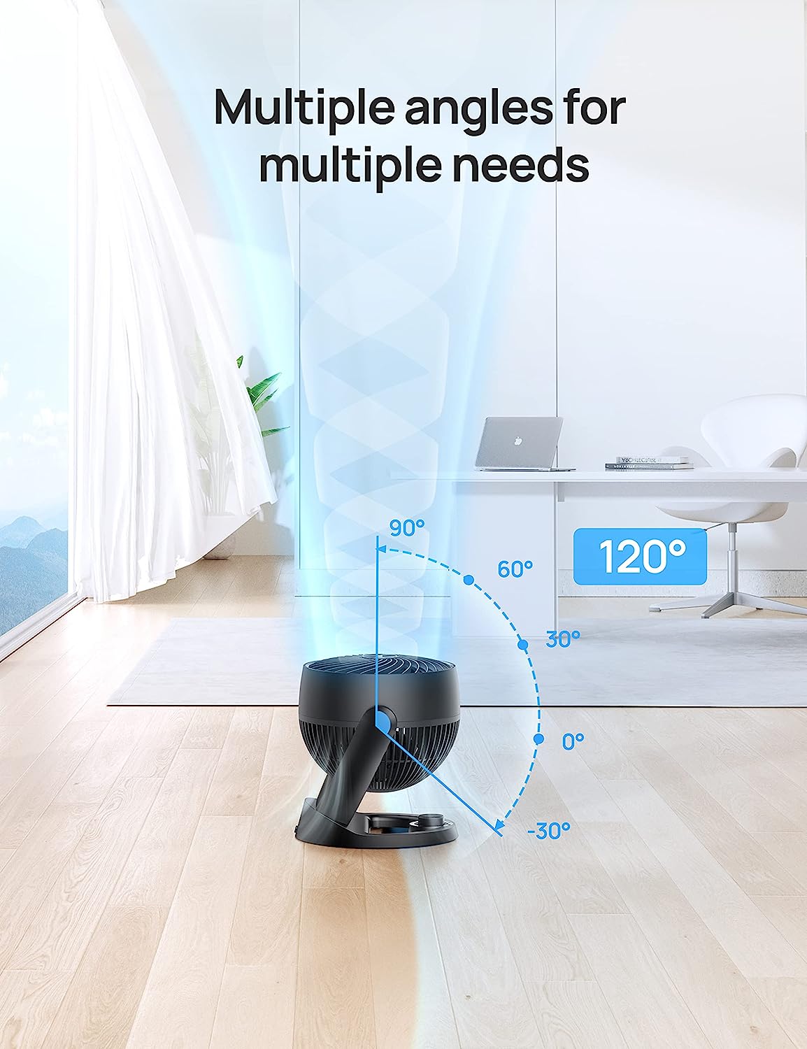 NEW - Dreo Fans for Home Bedroom, Table Air Circulator Fan for Whole Room, 9 Inch, 70ft Strong Airflow, 120Â° adjustable tilt, 28db Low Noise, Quiet, 3 Speeds, 2023 New Desk Fan for Office, Kitchen, Home - Retail $39