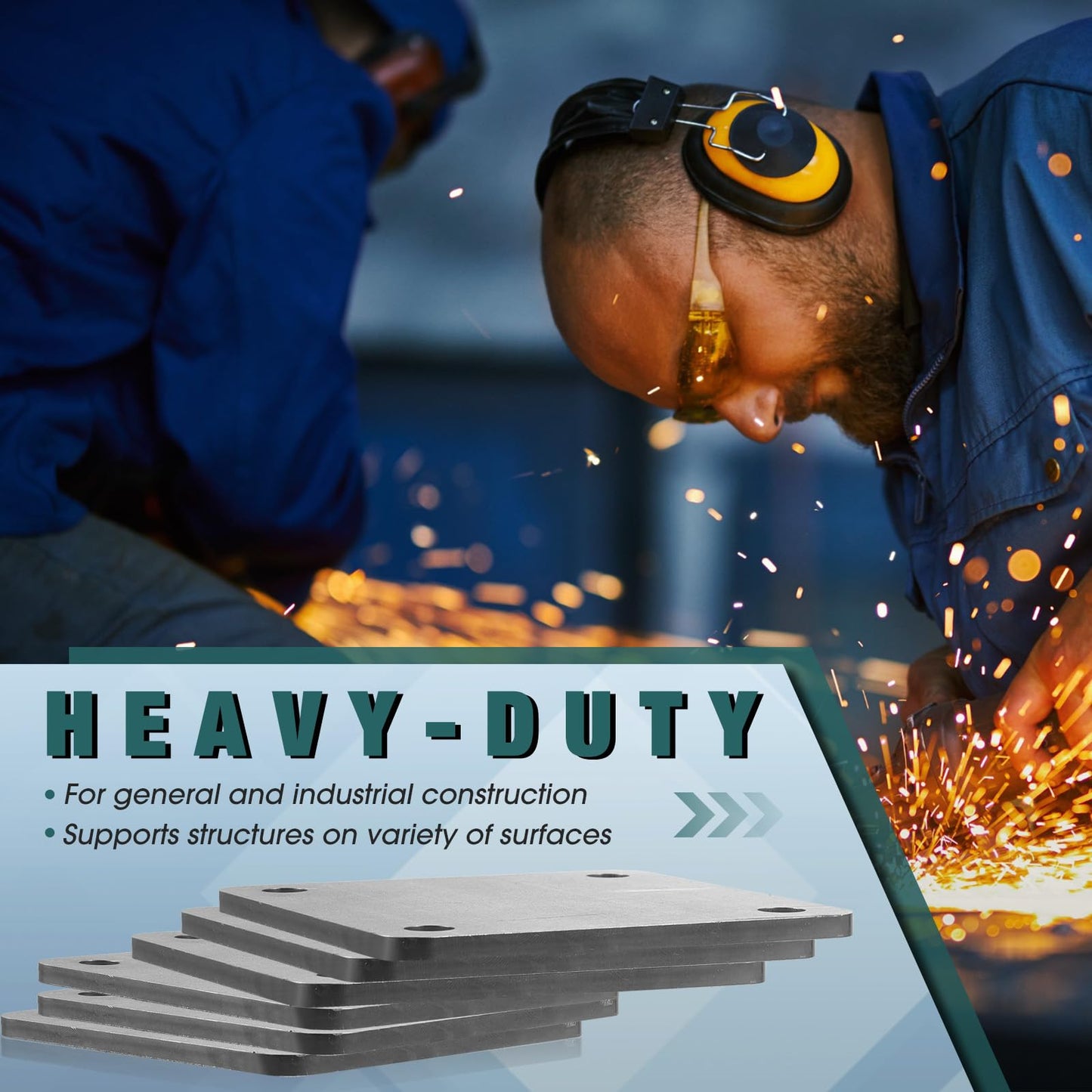 20 Pcs A36 Steel Plate Hot Rolled Steel Plate Base with 4 Holes 3/8 Inch Diameter, 3/16 Inch Thick Weldable Metal Sheet for Structure Support and Industrial Use (4 x 4 Inch)