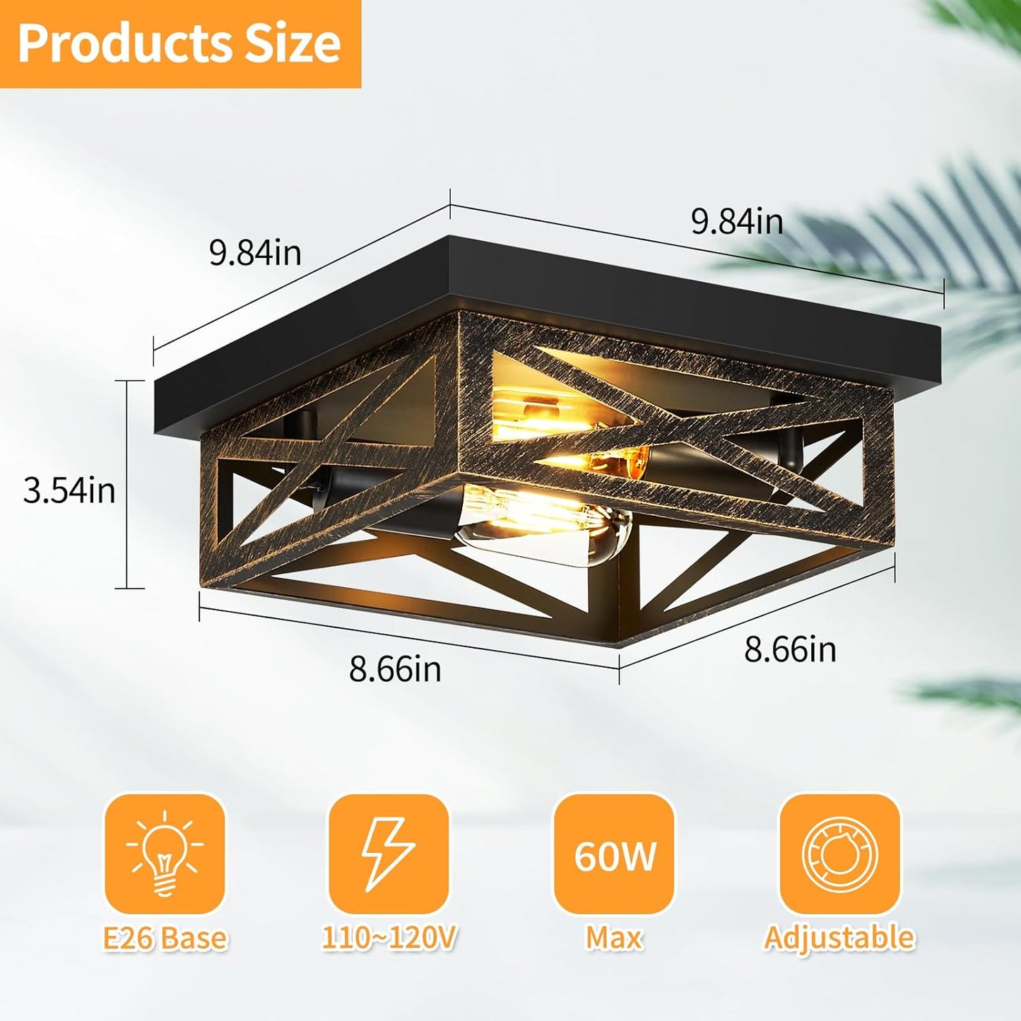 ZHU YAN 2 Pack Farmhouse Flush Mount Ceiling Light,Rustic Flush Mount Ceiling Light Fixture,Light Fixtures Ceiling Mount for Kitchen,Hallway,Entrywaye26 Base