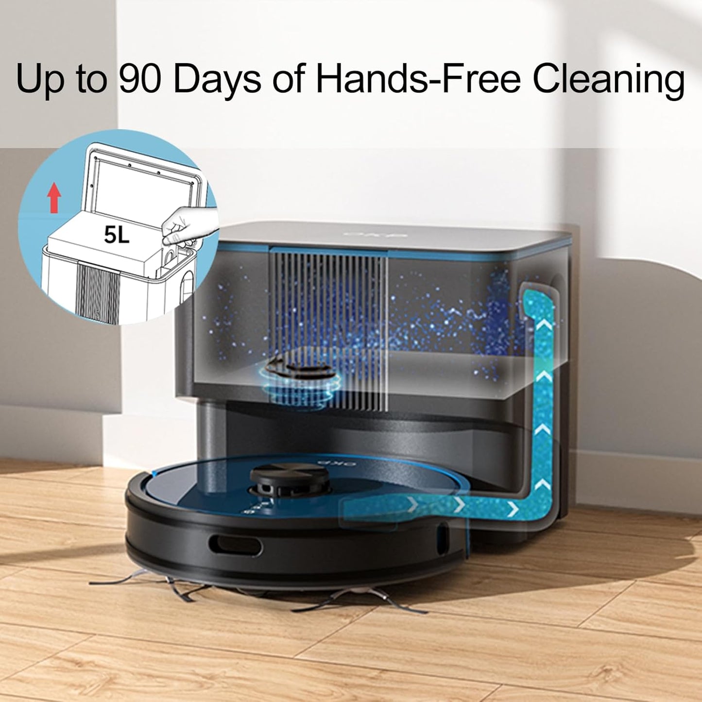 NEW - OKP L3 Robot Vacuum with Self-Empty Base, 90-Day Capacity, 200mins Runtime, Lidar Navigation, Home Mapping, Schedule, WiFi/App/Alexa, Robotic Vacuum Cleaner for Pet, Hard Floors, Carpet