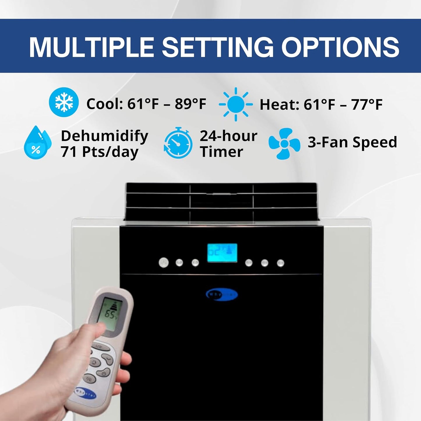 NEW - Whynter Air Conditioner 14,000 Portable Heater with Dual Hose Dehumidifier & Cooling Fan for 500 Sq Ft Rooms, Includes AC Unit Window Kit, ARC-14SH (9,200 BTU SACC), Platinum/Black - Retail $579