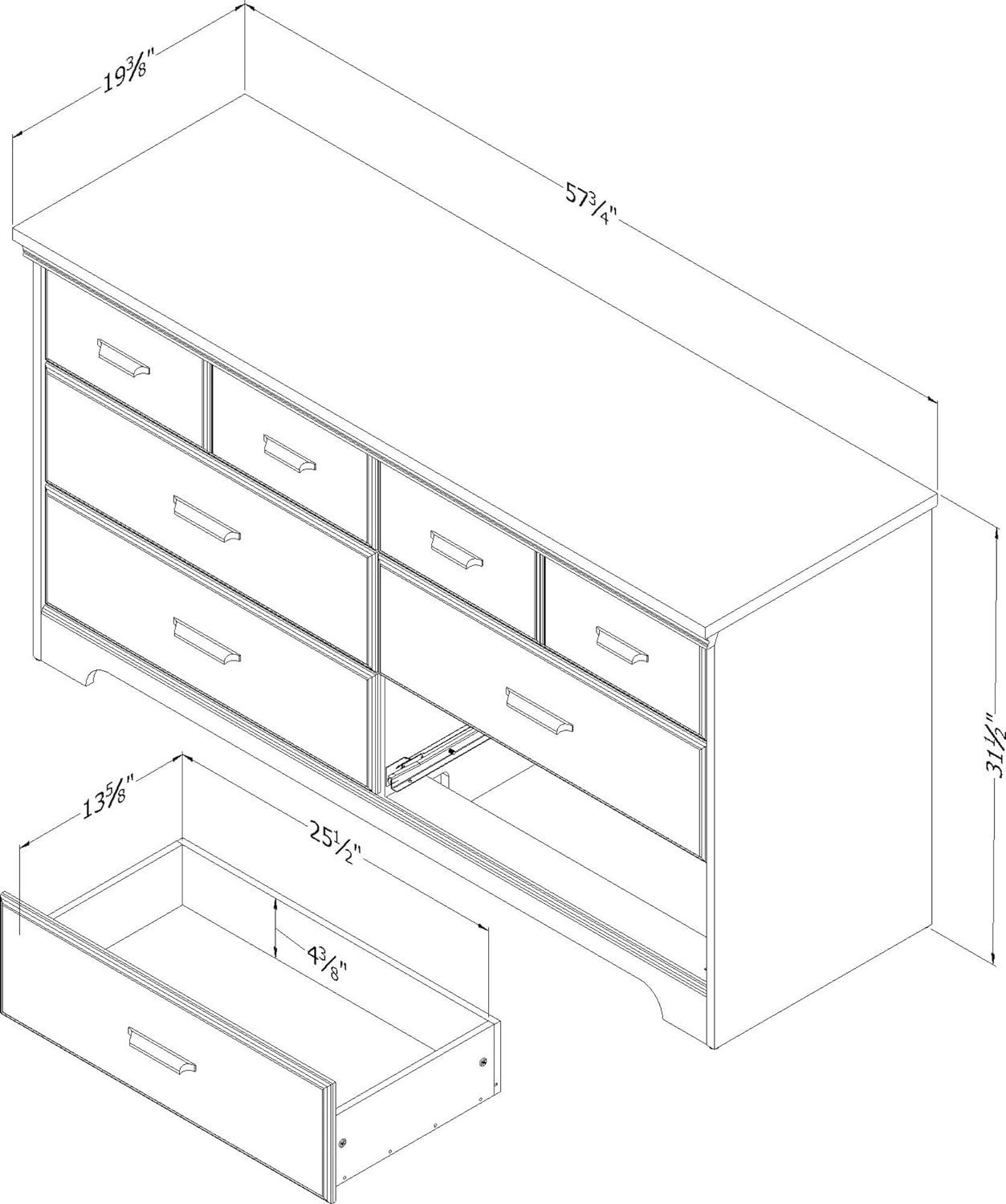NEW - South Shore Versa 6-Drawer Double Dresser-Rubbed Black - Retail $287