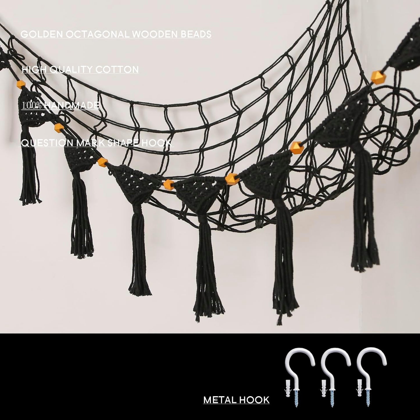 Stuffed Animal Toy Storage Net Hanging Organizer Kid's Playroom Stuffed Animal Display Plush Toy Hammock for Corner Hanging Net-Black