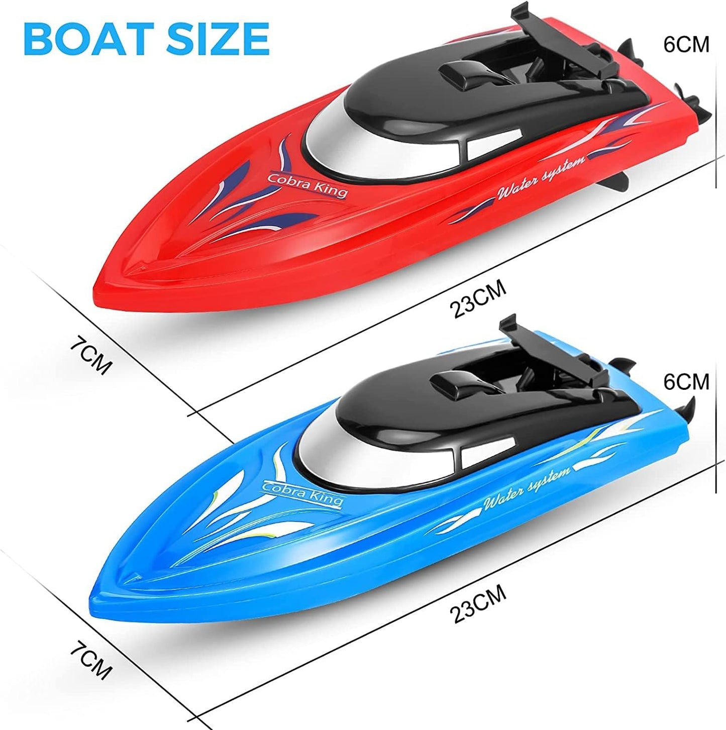 2PACK RC Boat,Remote Control Boats for Kids and Adults,10km/H 2.4G High Speed Remote Control Boat,Fast RC Boats for Pools and Lakes with 4 Rechargeable Battery.(Blue+Red)