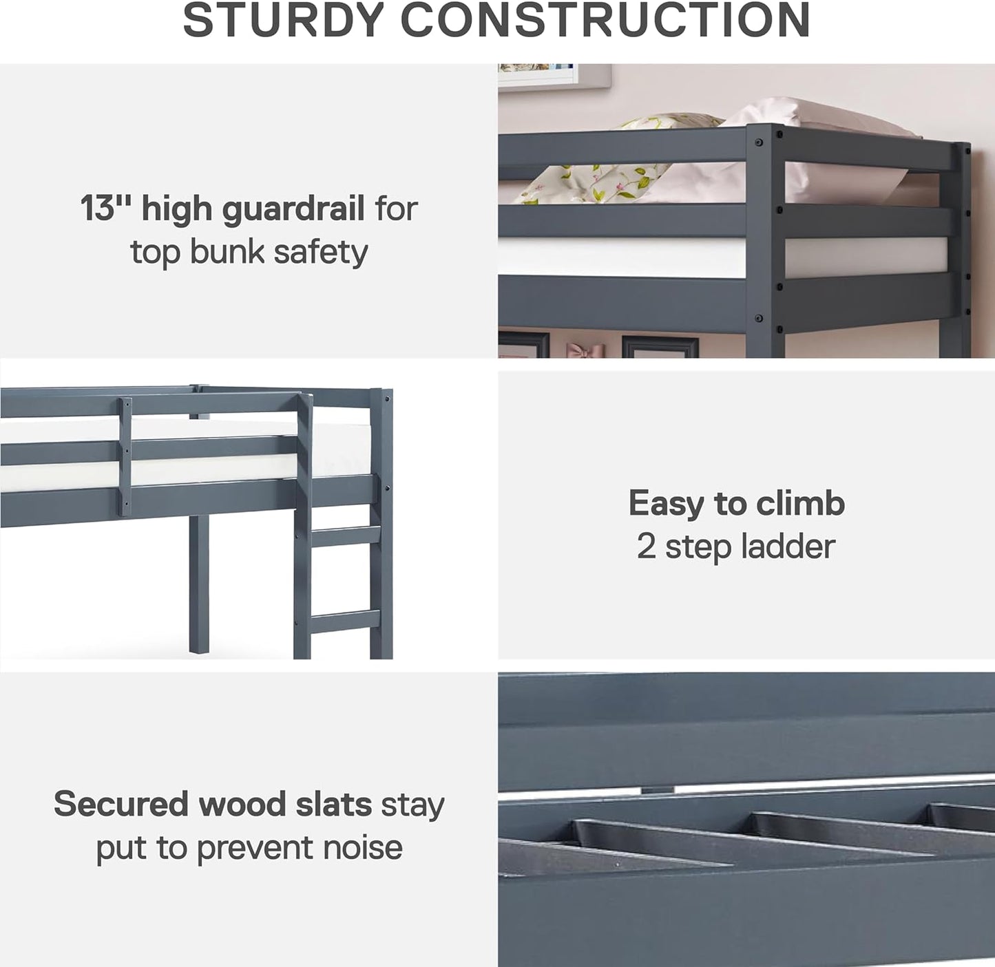 NEW - DHP Milton Junior Twin Loft Bed, Grey - Retail $148