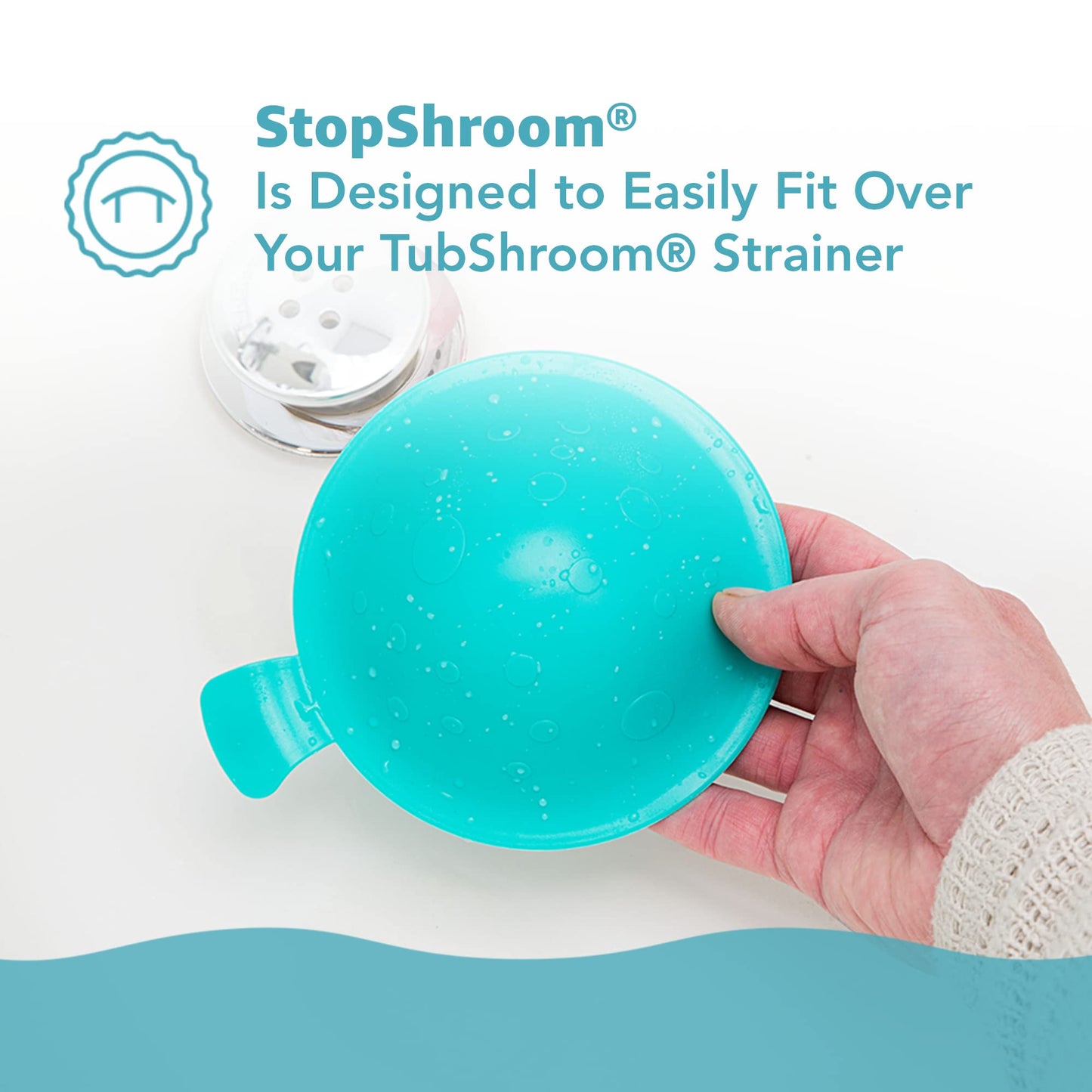 StopShroom STBLU232 Universal Stopper Plug Cover for Bathtub, Bathroom and Kitchen Drains, Aqua
