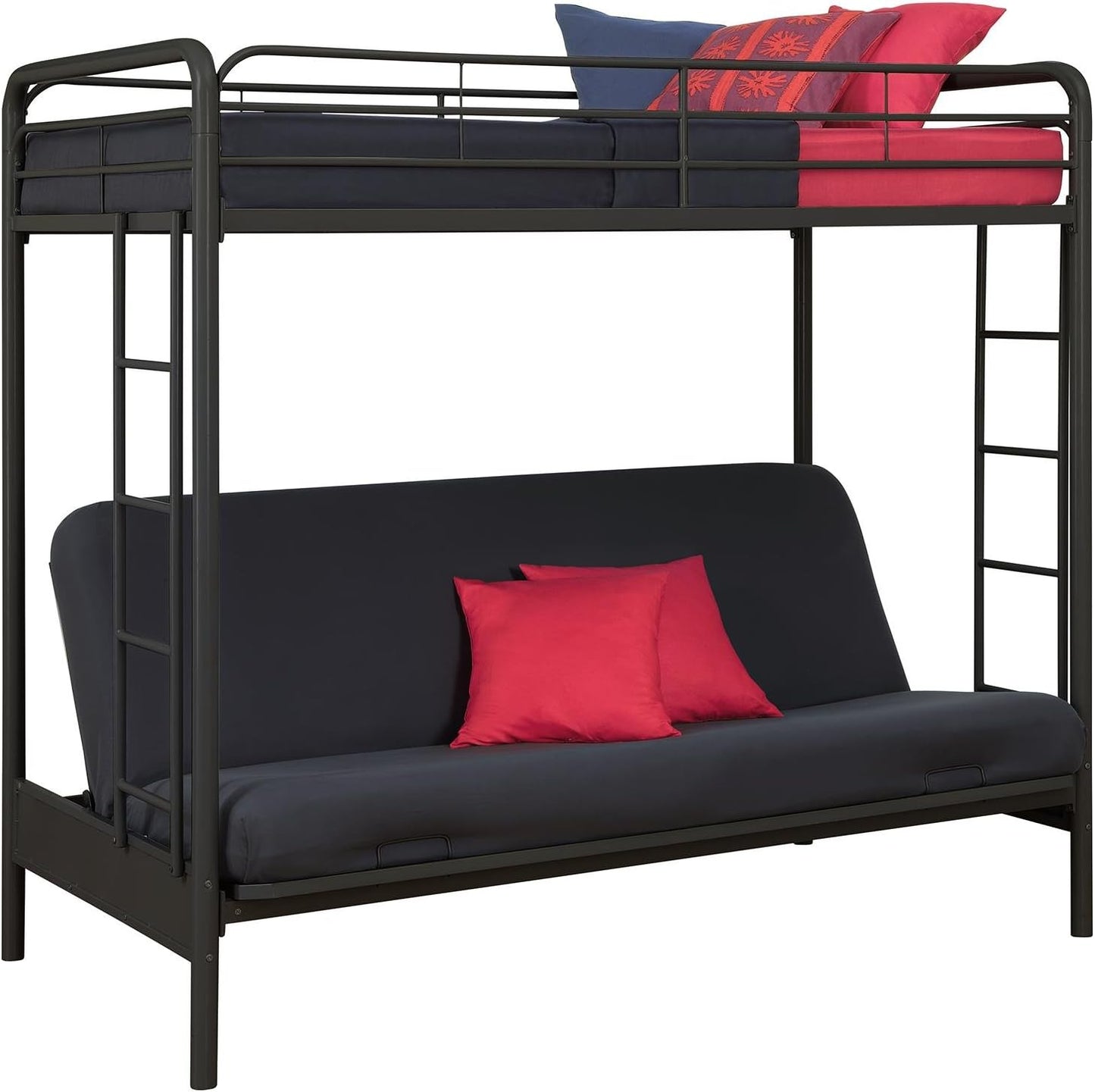 NEW - DHP Sammie Twin over Futon Metal Bunk Bed, Black - Retail $268