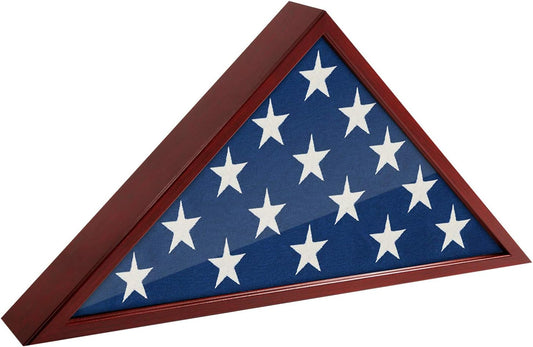 Americanflat Large Flag Display Case for Burial Flag in Mahogany - Fits a Folded 5x9.5 Flag - Military Flag Case - Flag Box Display Case with Wall Mount and Polished Plexiglass Front - Retail $29