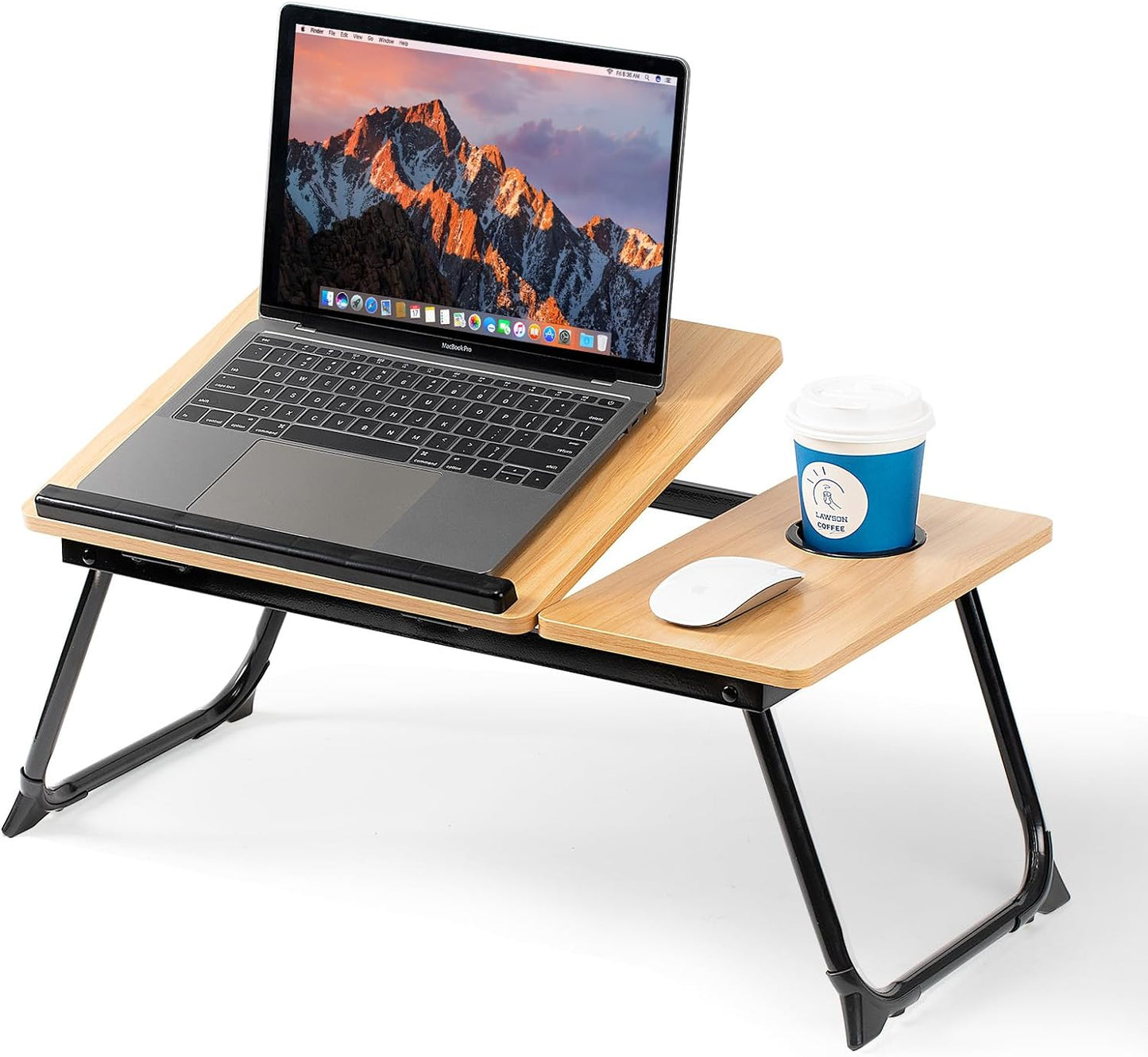 Laptop Desk for Bed Couch, Adjustable Foldable Bed Table with Cup Holder