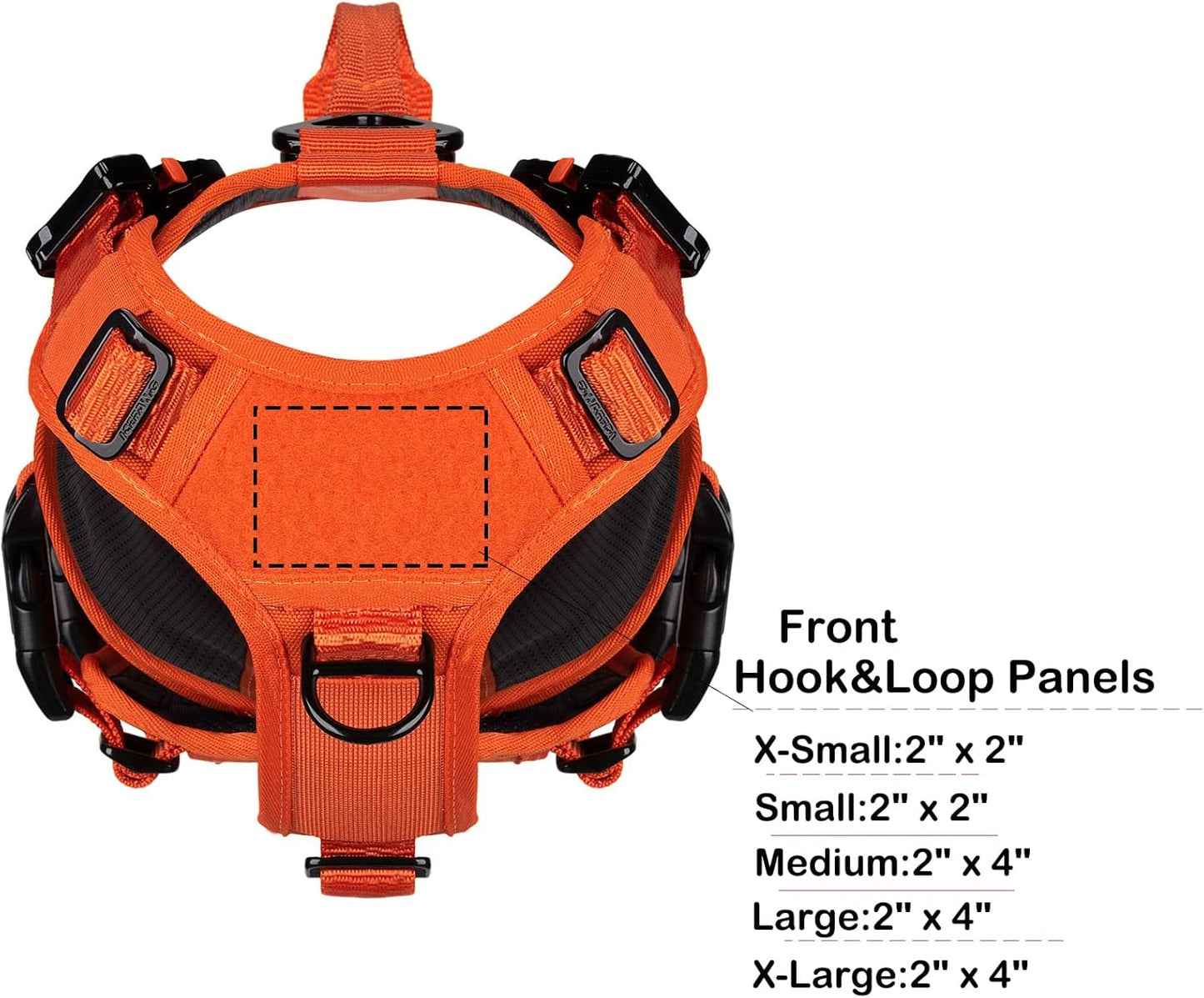 ICEFANG GN3 Tactical Dog Harness with 6X Buckle,Dog Molle Vest with Handle,3/4 Body, Hook and Loop Panel for ID Patch,No Pulling Front Clip (S (Neck 14"-18"; Chest 22"-27"), Safety Orange)