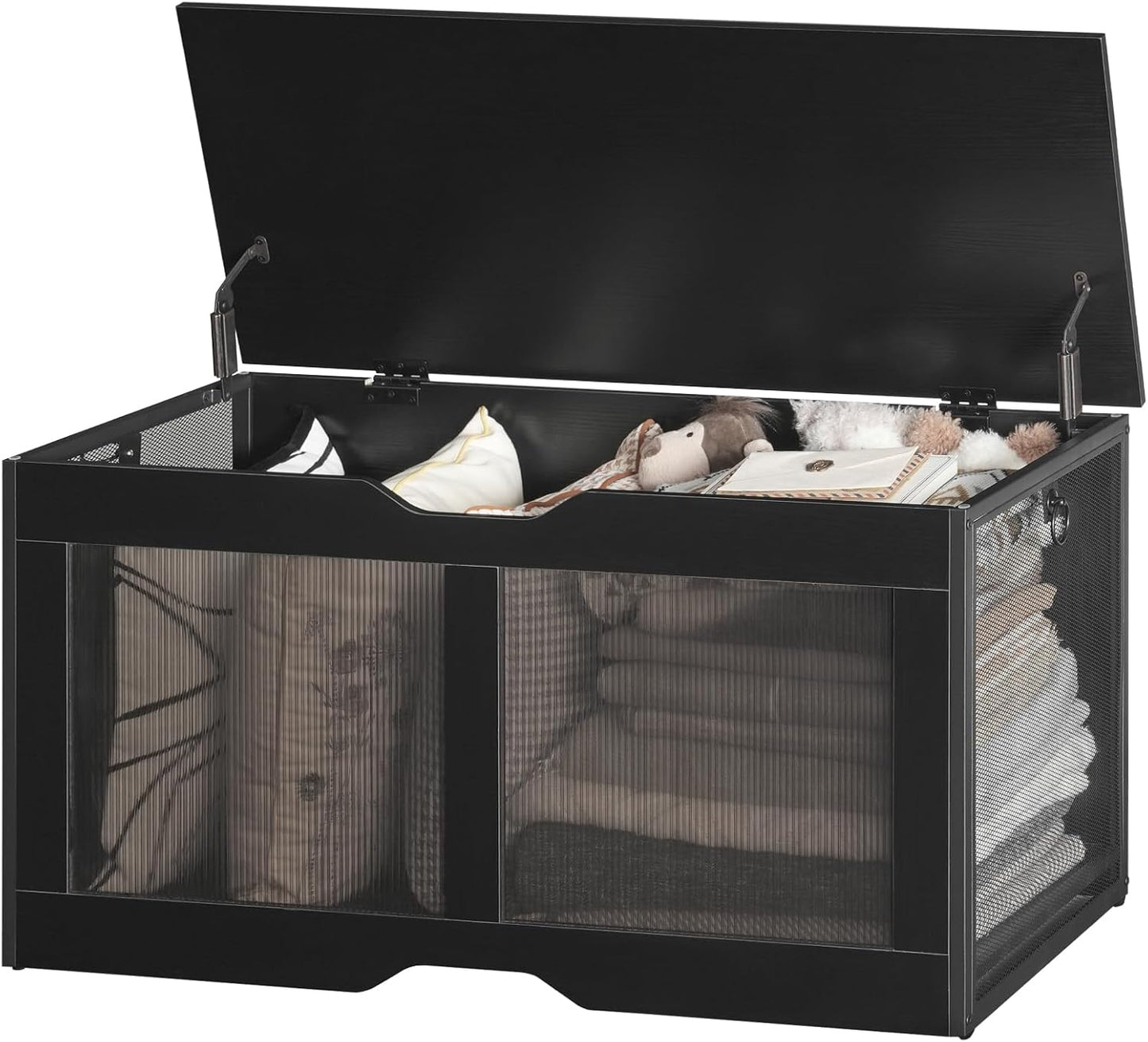 NEW - HOOBRO Storage Chest, 39.4" Storage Bench, Modern Shoe Bench, Toy Chest with U-Shaped Cut-Out Pull, Toy Box Organizer with Storage, Safety Hinge, for Living Room, Bedroom, Entryway, Black BB45CW01 - Retail $90