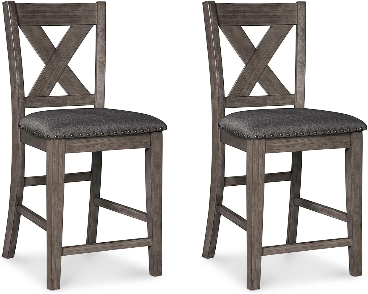 NEW - Signature Design by Ashley Caitbrook Rustic 24.63" Counter Height Upholstered Barstool, Set of 2, Gray - Retail $175
