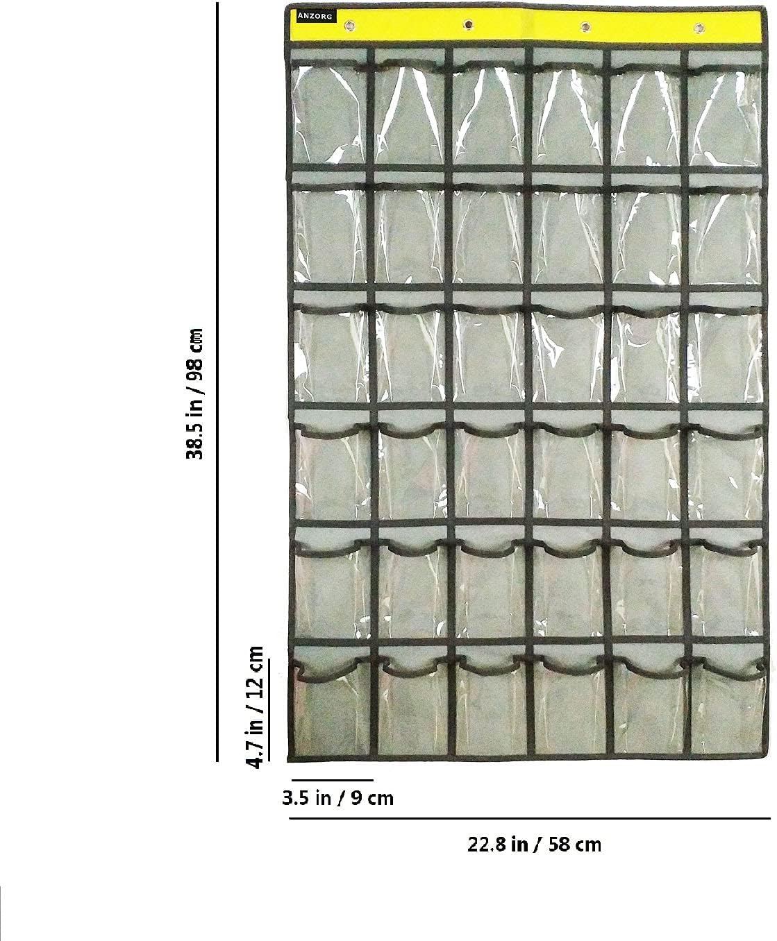 Classroom Cell Phones Organizer Calculators Holder Over Door Hanging Jewelry Organizer Closet Underwear Sock Storage with 36 Clear Pockets