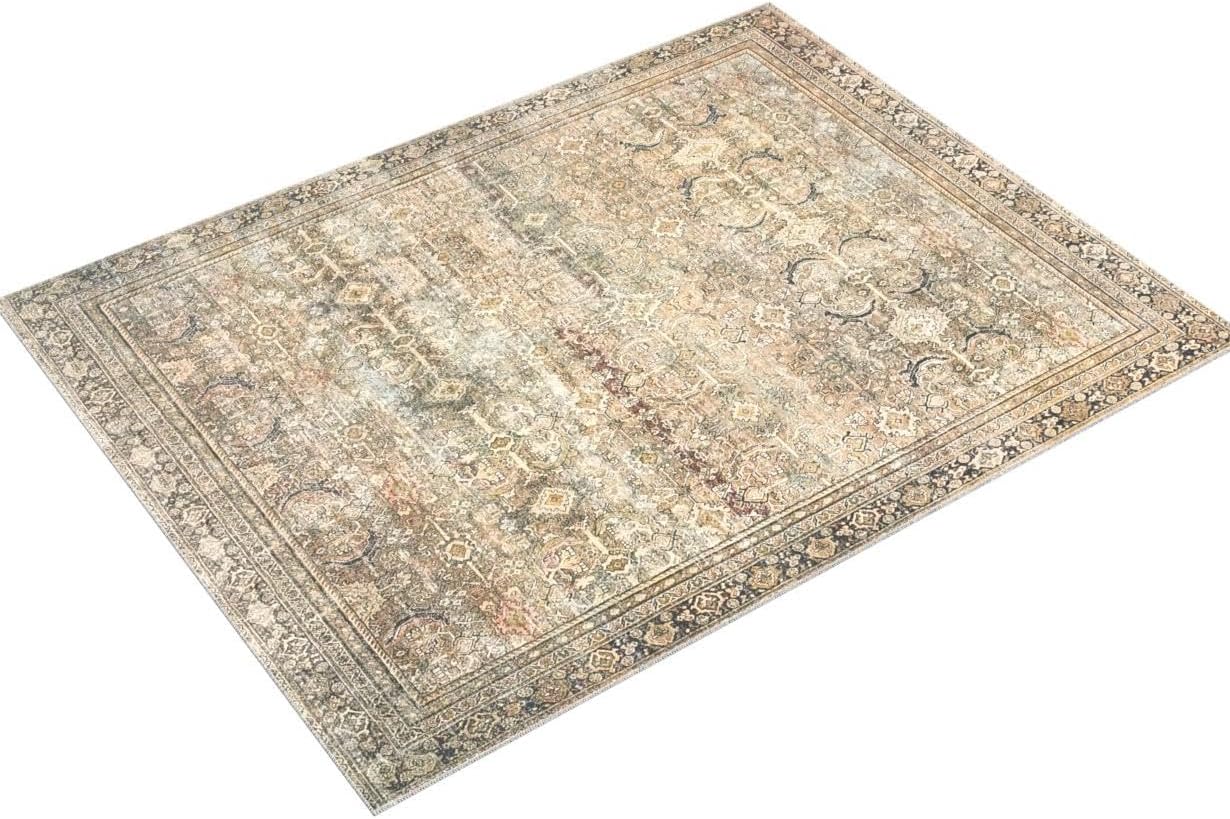NEW - Loloi Layla 5 ft x 7 ft -6 in Area Rug in Olive/Charcoal - Thick Area Rug, Soft Area Rug with, Vintage Inspired Distressed Design, Low Pile, Non-Shedding, Easy Clean, Durable Living Room Rug
