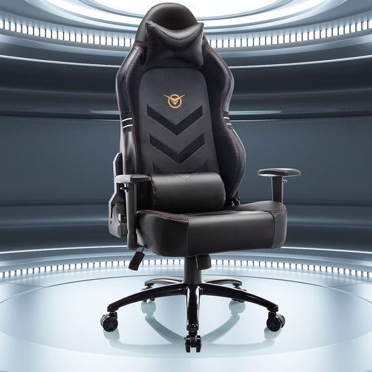 NEW - Big and Tall Gaming Chair 350lbs-Racing Computer Gamer Chair,Ergonomic Office PC Chair with Wide Seat, Reclining Back, Adjustable Armrest for Adult Teens-Black - Retail $143