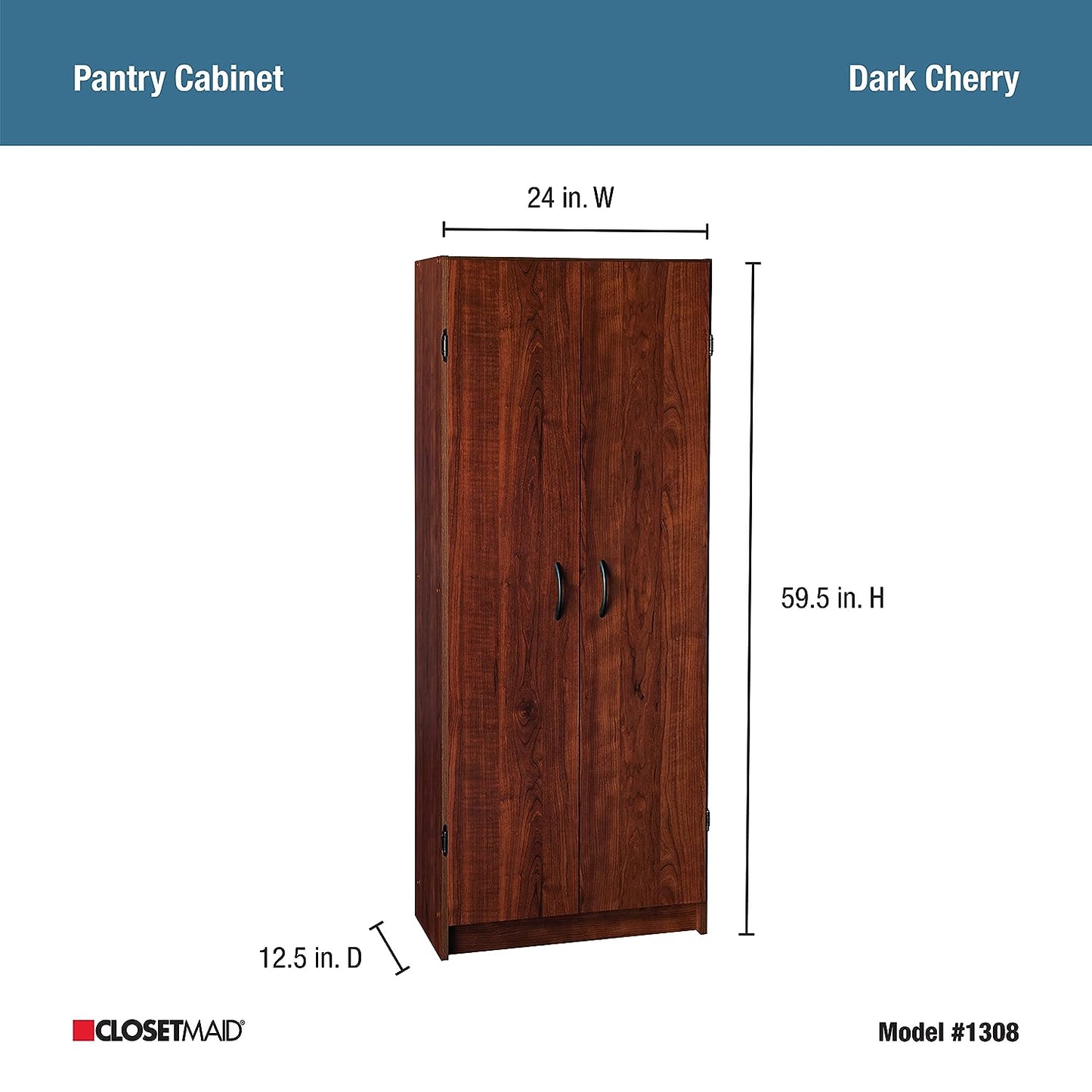 NEW - ClosetMaid Pantry Cabinet Cupboard with 2 Doors Adjustable Shelves, Standing - Retail $133