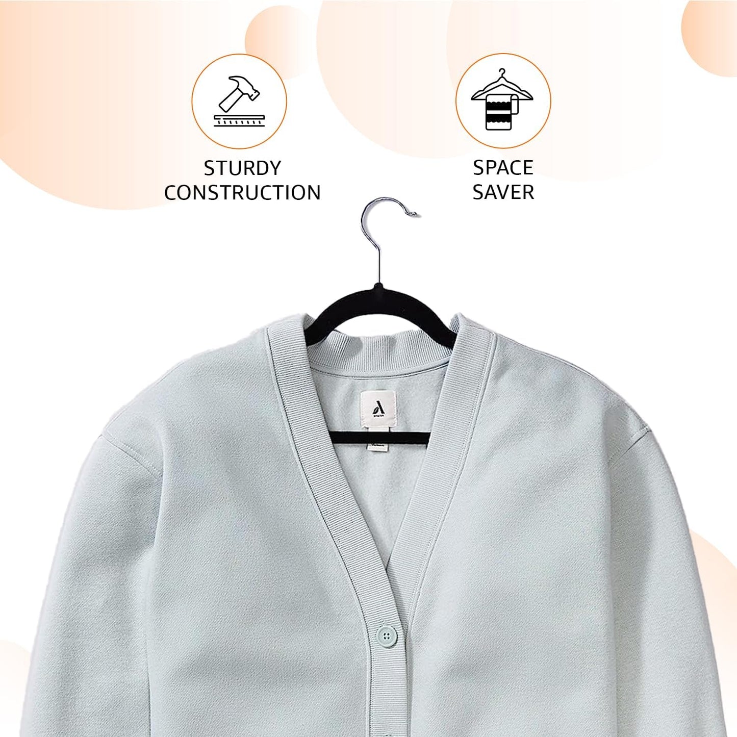 Amazon Basics Slim Velvet, Non-Slip Suit Clothes Hangers, Pack of 30, Black