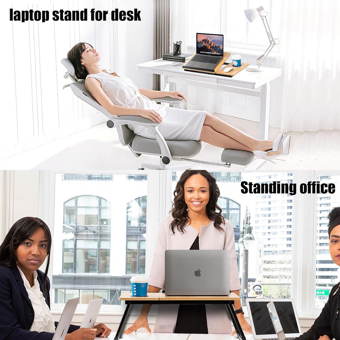 Laptop Desk for Bed Couch, Adjustable Foldable Bed Table with Cup Holder