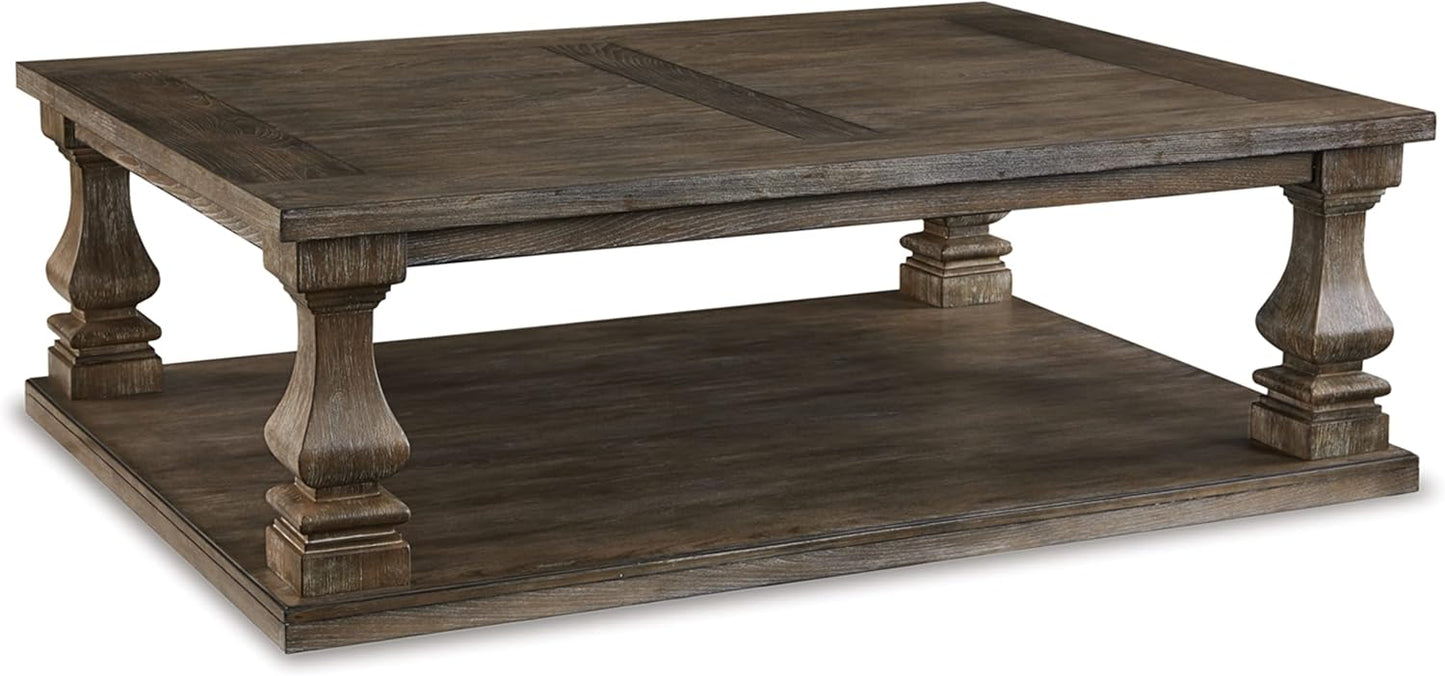 Damage - Signature Design by Ashley Johnelle Farmhouse Coffee Table with Weathered Gray Finish