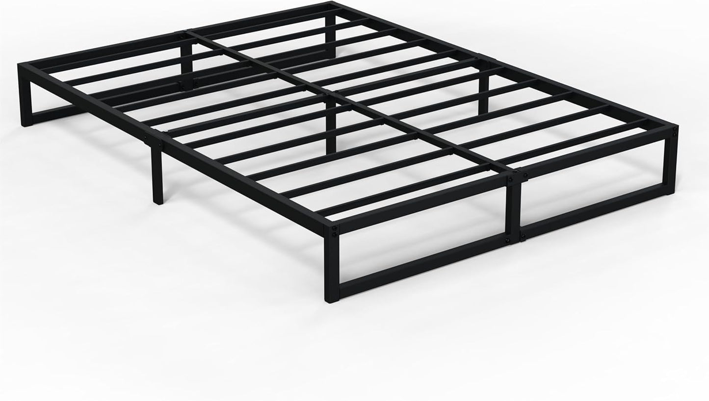 8 Inch CALI KING Bed Frame Heavy Duty Metal Platform Mattress Foundation with Steel Slat Support, No Box Spring Needed, Easy Assembly, Black