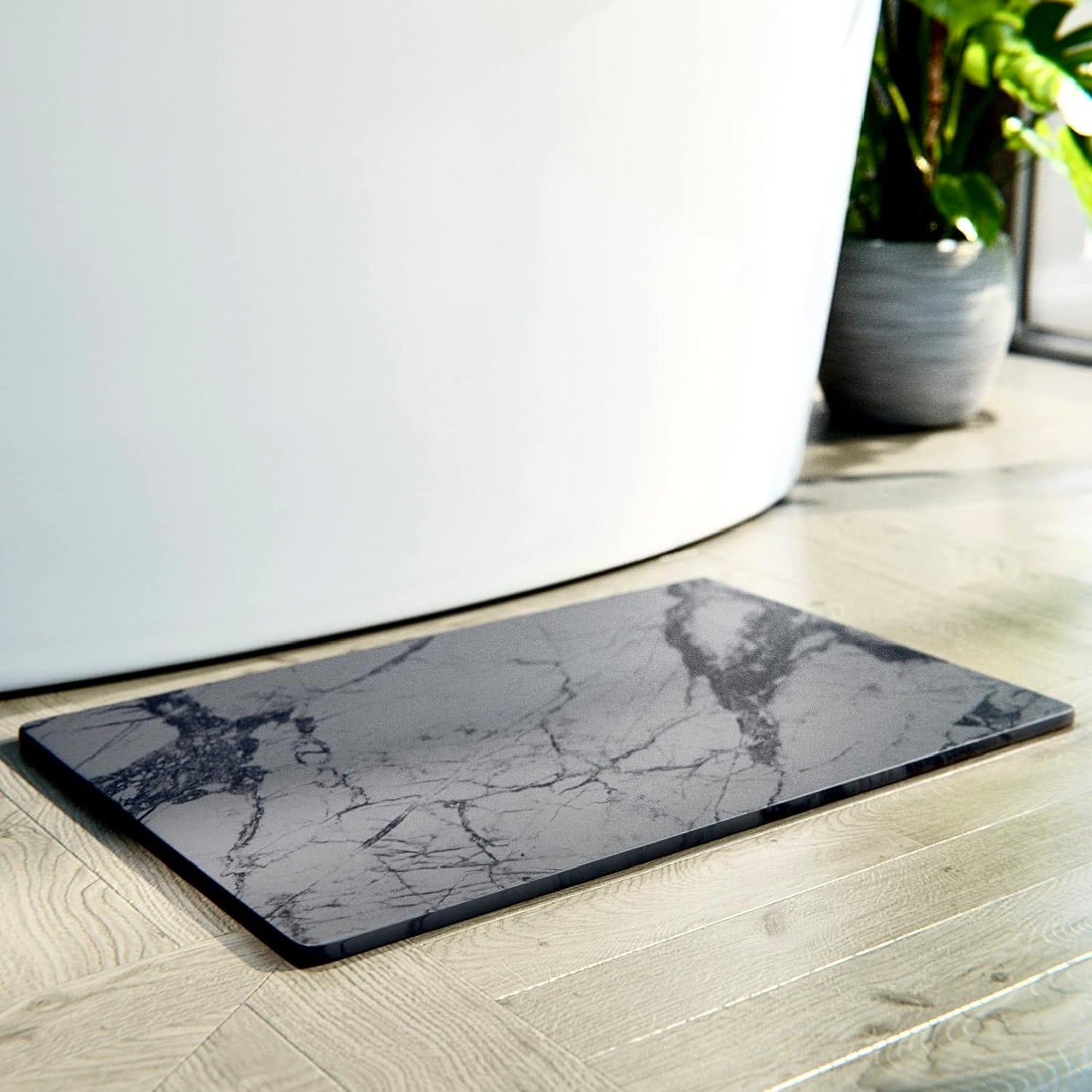 NEW - NUELUX Home Bath Stone Mat Stone Bath, Diatomaceous Earth Bath Mat Stone Non-Slip Stone Bath Mats for Bathroom, Fast-Drying Stone Bath Mat, Bath Stone Mat, Stone Shower Mat (Black Marble) - Retail $49