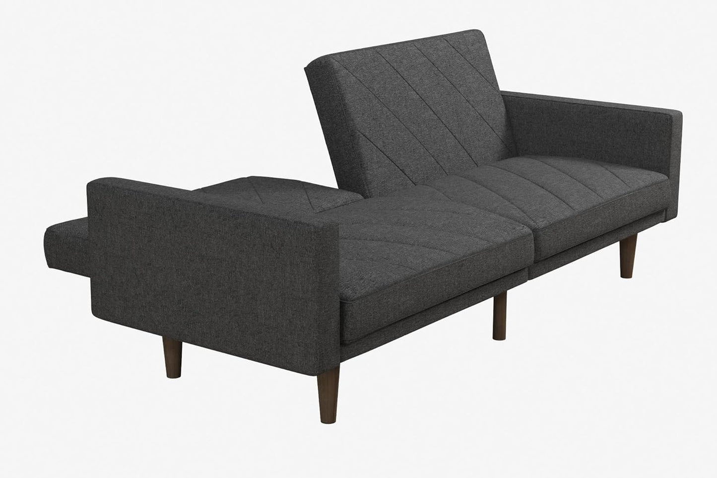 NEW - DHP Paxson 79 Inch Futon Sofa Bed, Upholstered Couch Sleeper with Diagonal Tufting, Mid-Century Modern, Gray - Retail $319