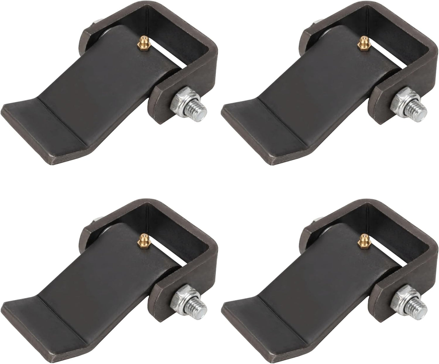 Weld on Trailer Hinges, Heavy Duty Dump Truck Trailer Metal Gate Hinges with Grease Zerk Fitting, Strap Style Short Leaf Truck Gate Hinges (4 Pack)