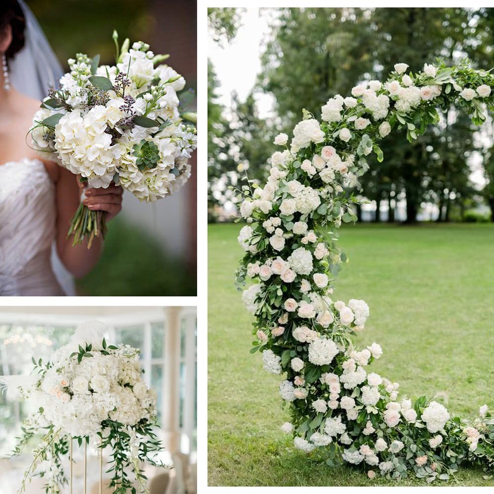 20 Pcs White Hydrangea Artificial Flowers Bulk, Faux Hydrangea Flowers Heads