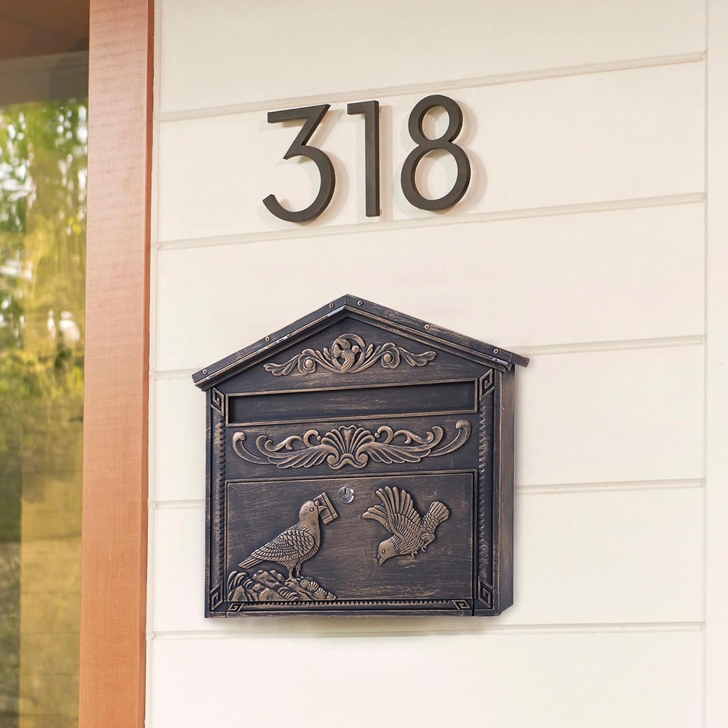 NEW - Outdoor Secure Wall Mounted Locking Steel Mailbox, Size: 16.5" W x 4" D x 15.5" H, Large Wall Mount Mailbox Top-Loading and Rust-Proof Metalâ€“ ME02 - Retail $108