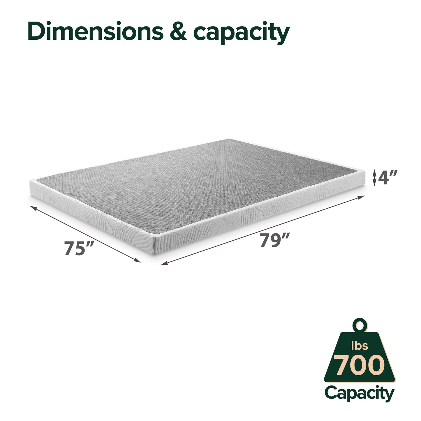 Zinus Victor 4 Inch Quick Lock Box Spring / Mattress Foundation / Built-to-Last Metal Structure / Low Profile / Easy Assembly, King, White