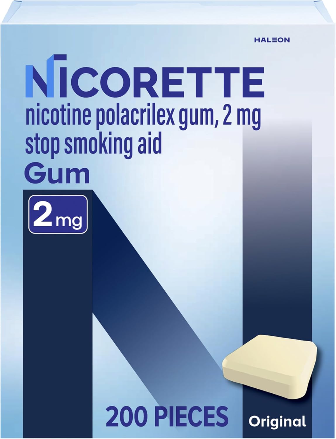 Nicorette Nicotine Gum Stop Smoking Aid, 2 mg, Original Flavor - 200 Count