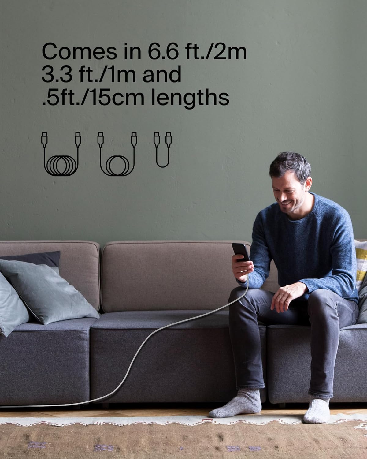 Belkin BoostCharge (1M/3.3ft) Braided USB-C to USB-C Cable for iPhone 16, iPhone 16 Pro, iPhone 16 Pro Max, Galaxy S25, S24, Galaxy Note, Pixel 9 & 8, iPad Pro, Nintendo Switch 2 & More - White
