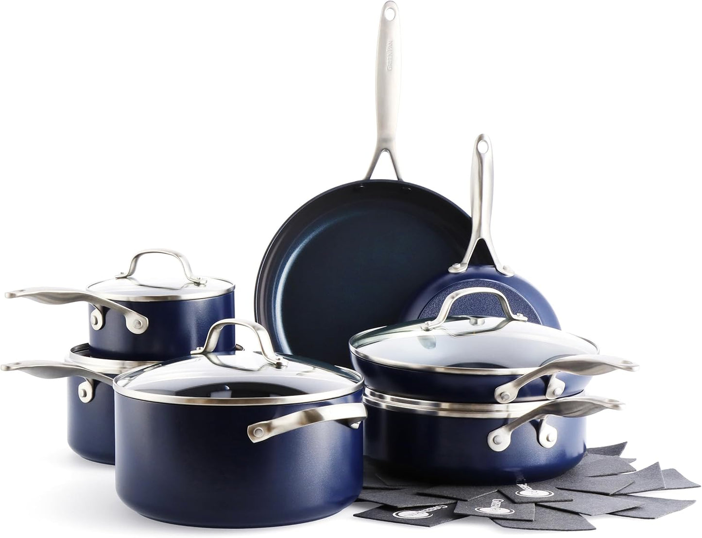 NEW - GreenPan Performance Pro Ceramic Nonstick 14-Piece Cookware Set, Non-Toxic PFAS-Free, Dishwasher & Oven Safe