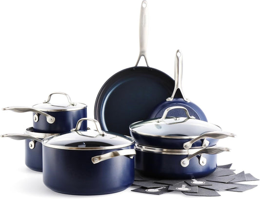 NEW - GreenPan Performance Pro Ceramic Nonstick 14-Piece Cookware Set, Non-Toxic PFAS-Free, Dishwasher & Oven Safe