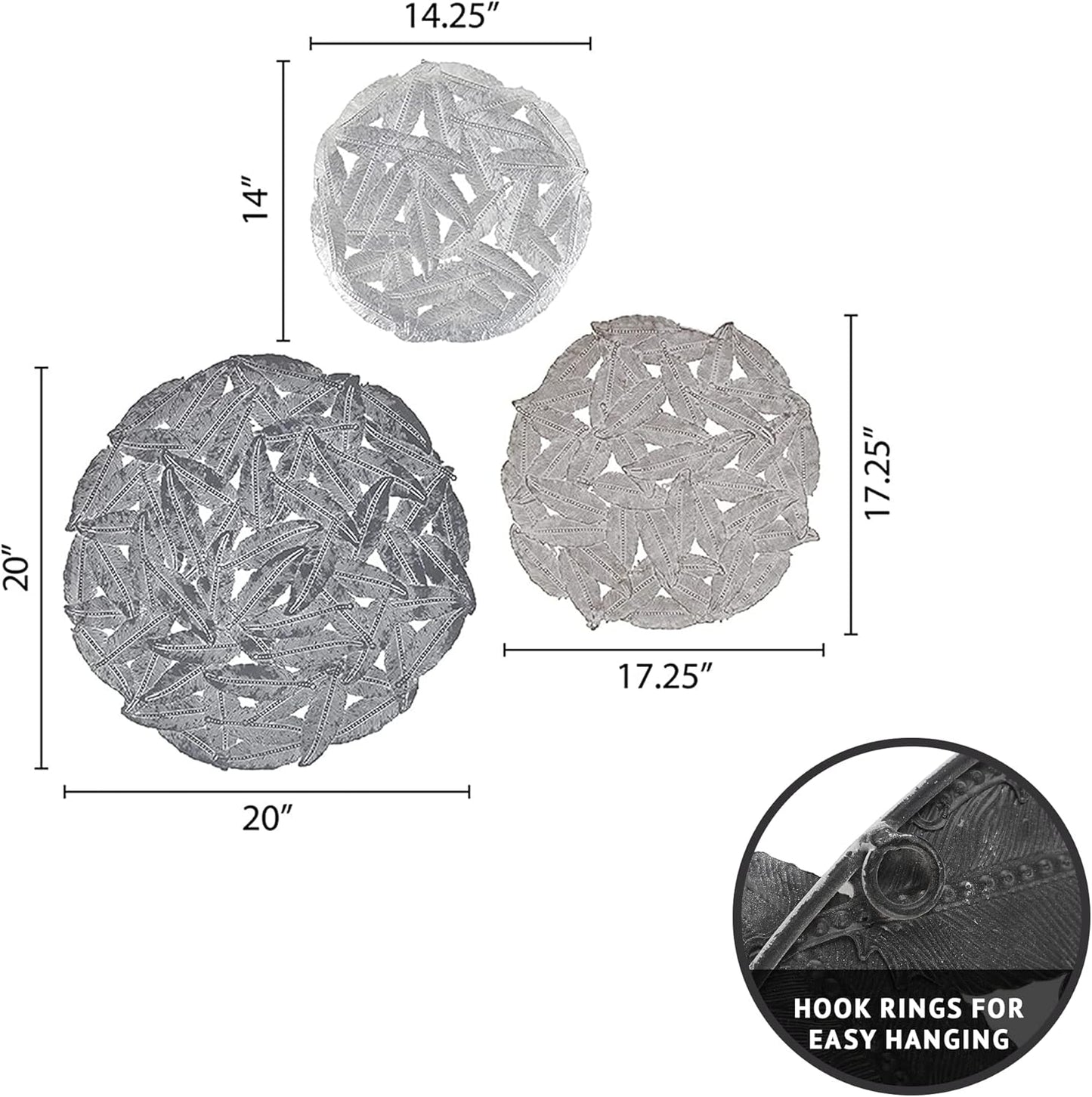 Madison Park Wall Art Living Room Metal Decor - Home Accent Modern Kitchen Dining Decoration, Ready to Hang Panel for Bedroom, Multi-Sizes, Rossi Grey 3 Piece - Retail $54