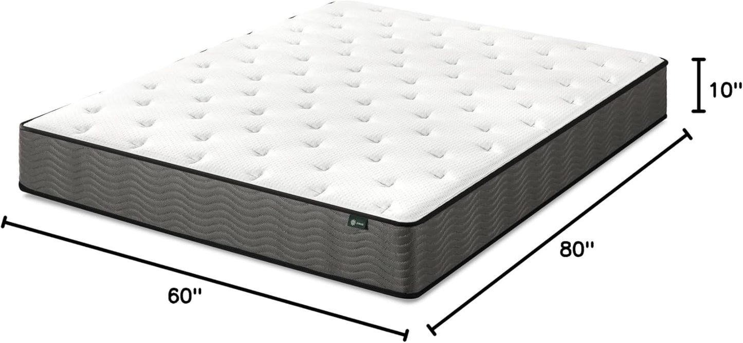 NEW - Zinus 10 Inch Queen True Support Hybrid Mattress [New Version], Queen, Fiberglass Free, Medium Feel, Motion Isolation, Certified Safe Foams & Fabric, Mattress in A Box - Retail $228