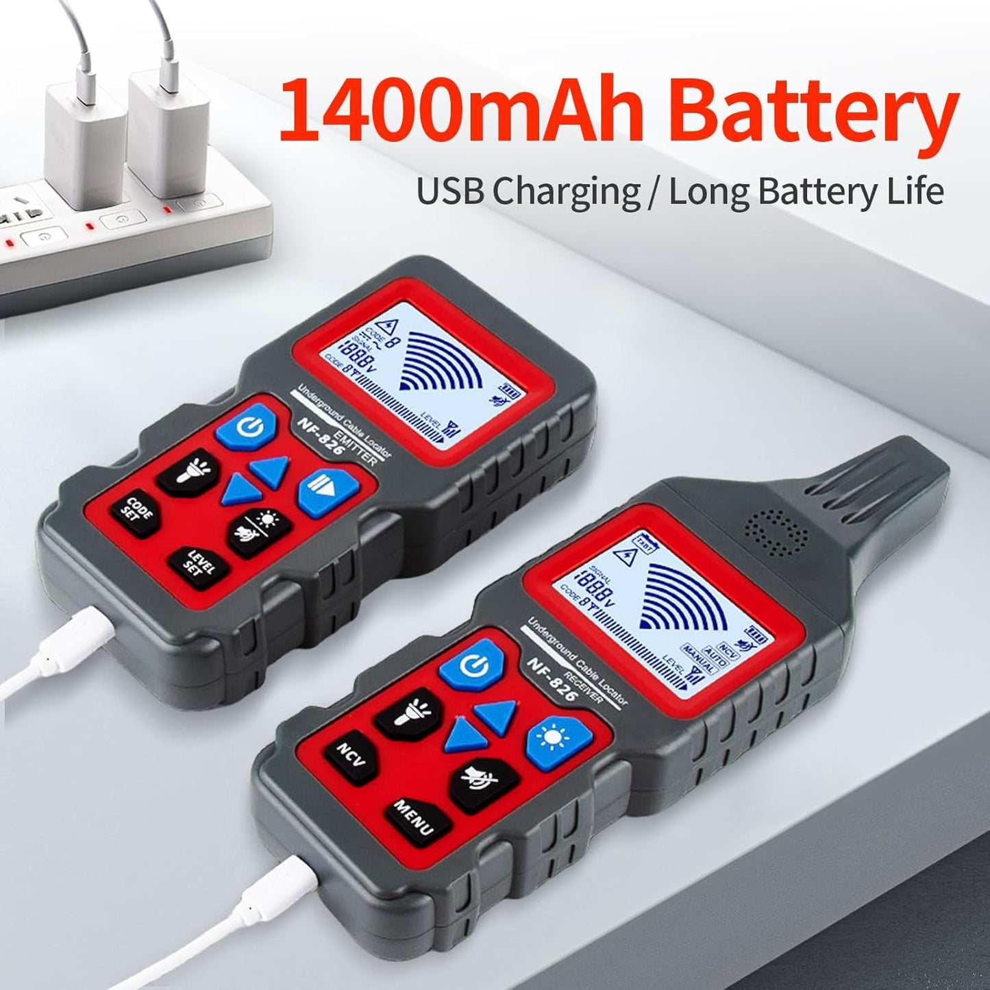 NOYAFA NF-826 Underground Cable Locator Wire Tracker, for Dog Fence Cables Irrigation, Wall and Underground Pipeline Wire Detector